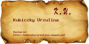 Kubiczky Urzulina névjegykártya